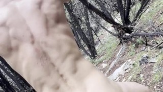 Cam Crest bounces his cock on a public trail