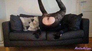 Pale crossdresser shows off - Butt plug and dildo anal fuck