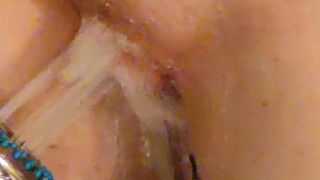 Closeup shower masturbating with loud orgasm