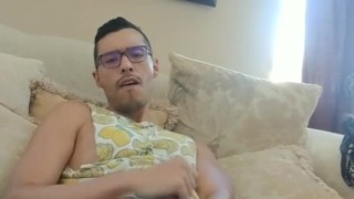 Latino solo jerk eats precum