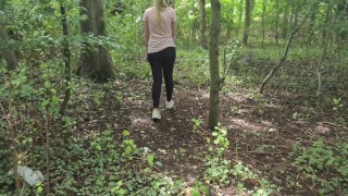 Public squirt in the woods