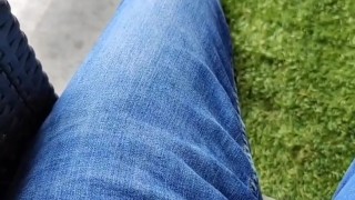 Smoking on the balcony with my full balls and cock so hard - see the twitch at the end