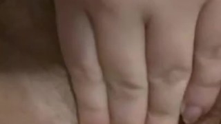 Hairy pussy playing with her fingers 