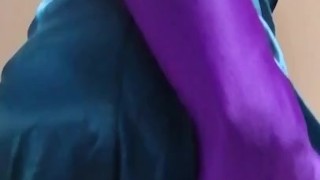 Japanese Zentai Crossdresser wearing Satin Dress