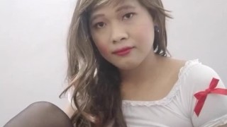 Louvy Nurse Ladyboy Black Stockings