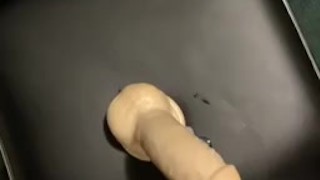 Cumming on dildo then fucking myself with it
