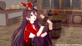 Genshin Impact - Amber Takes a Facial and Rides Dick