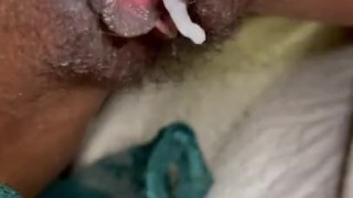 Black Girl Pushes Out Huge Creampie & Squirts on Her Feet