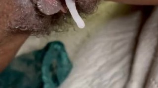 Black Girl Pushes Out Huge Creampie & Squirts on Her Feet