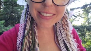 Nerdy Faery Wets Her Red Romper in The Woods