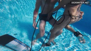 Super hot underwater girls stripping and masturbating