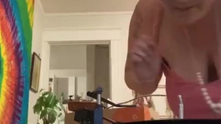 Milkymama repairing when moving showing off naked 