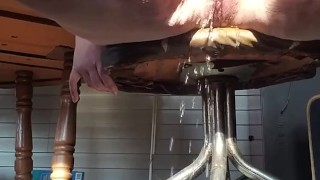 Pissing on back porch