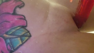 Quick shower play with vibrator 