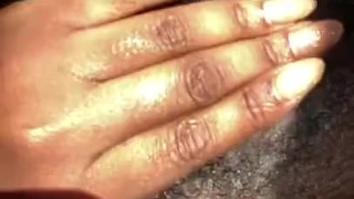 Hairy Ebony pussy gets played with