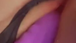 Sexy slut fucks herself with her dildo 