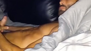 Shooting my load watching BBW get anal fuck