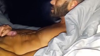 Shooting my load watching BBW get anal fuck