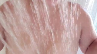Dirty Blond bouncing her tits in the shower