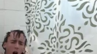 Dildo fuck in the shower