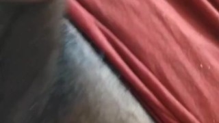 Stroking my fat cock after work