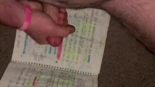 Bear cums on his school books