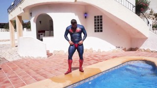 Superman gets his thonged spandex suit soaking wet
