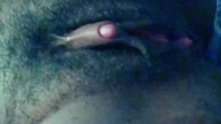 Horny ebony squirts on dildo