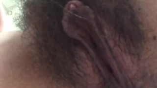 Just showing you how wet my hairy pussy can get. 