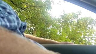 Ginger dick outside, waiting on the fisherman to cum over and get my worm 