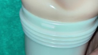 Muscular college guy and Eva fleshlight part 1