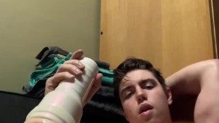 Muscular college guy and Eva fleshlight part 2