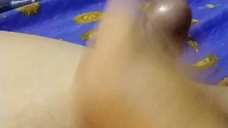 Asian handsome guy jerking in the morning close up cumshot