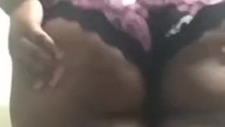 Ebony BBW showing off her big ass and tits for sugar daddy 