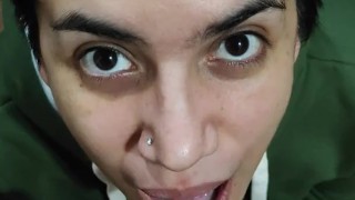 Quickie! Blowjob, open mouth mouthful, cumplay and swallow!