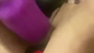 Fucking my dripping pussy with a dildo, but plug AND vibrator 