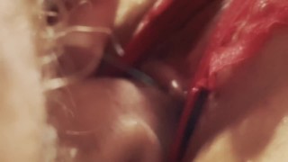 Extremily close-up pussyfucking. Macro Creampie