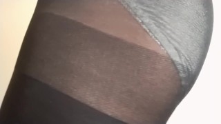 (Crossdresser) Light blue panties are seen through pantyhose!