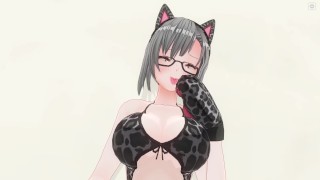 3D HENTAI Neko girl has a gorgeous orgasm and does AHEGAO