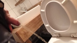 pissing in public toilet, POV