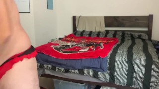 Dad bod showing off a sexy underwear gift from a fan