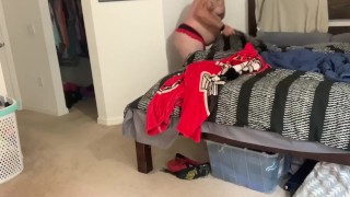 Dad bod showing off a sexy underwear gift from a fan