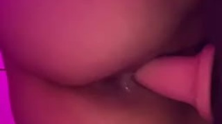 Trans boy rides dildo for fun 