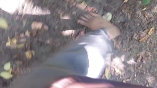 Locked chub on usual barefoot walk around lakeside