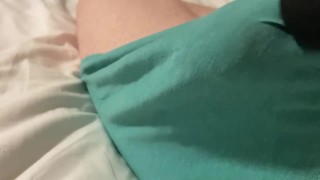 Using the wife’s vibrator on my cock and cum in my underwear. 