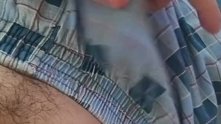 fondling cock in panties