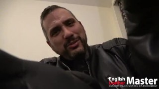 Leather clad superhero taunts tiny bad guy Macrophilia fantasy PREVIEW