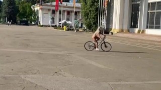 🦋 Bunny Riding the Bike in Bodysuit 💕 Outdoors Flashing