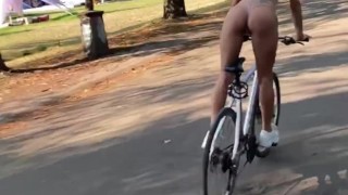 🦋 Bunny Riding the Bike in Bodysuit 💕 Outdoors Flashing