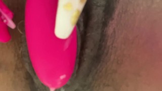 Creamy squirter trying not to get caught 